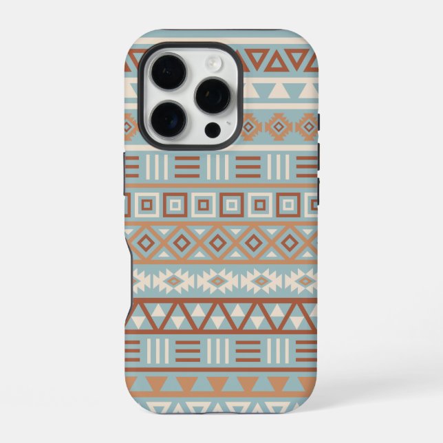 Aztec Influence Pattern Blue Cream Terracottas iPhone Case (Back)