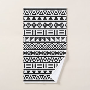 Aztec Influence Pattern II Black & White Hand Towel