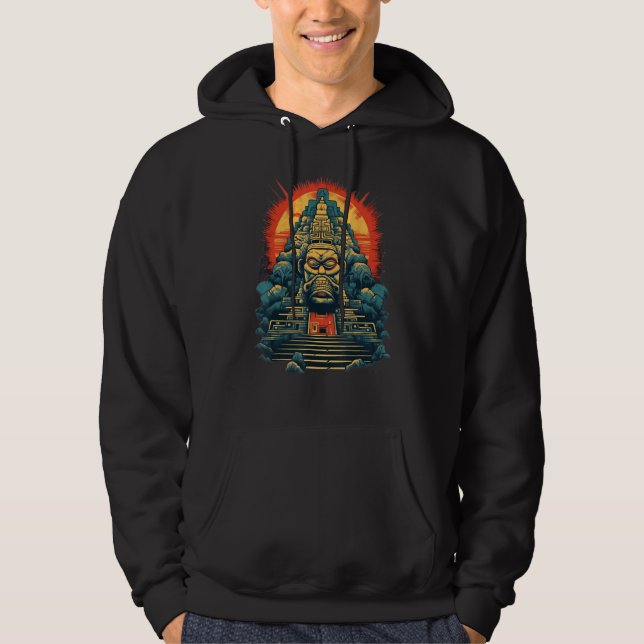 Aztec Inka Maya Mystic Jungle Temple Pyramid Graph Hoodie (Front)