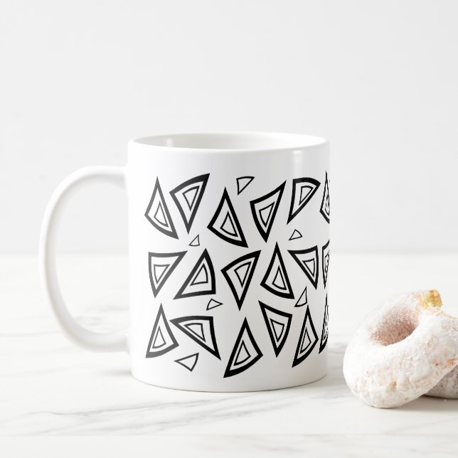 Aztec-Inspired Geometric Triangle Mug (With Donut)
