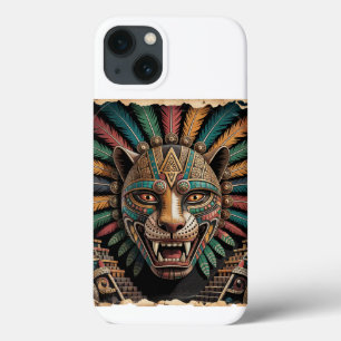 Aztec Jaguar Warrior Mask Ancient Mexican Art iPhone 13 Case