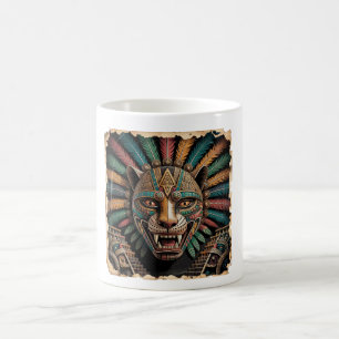 Aztec Jaguar Warrior Mask Ancient Mexican Art Coffee Mug