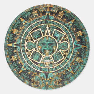 Aztec Mayan Ancient Round Disk Calendar Classic Round Sticker