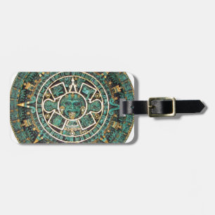 Aztec Mayan Ancient Round Disk Calendar Luggage Tag
