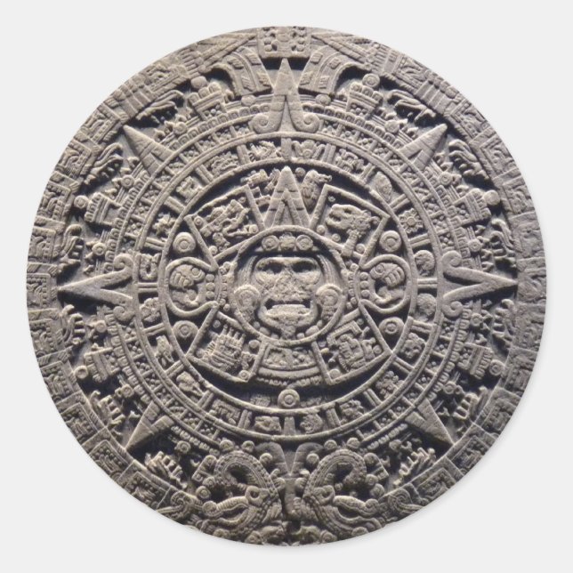 Aztec MAYAN CALENDAR Stone - December 21, 2012 Classic Round Sticker (Front)