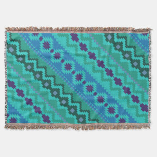 Aztec Mayan Indian Tribal Paint Geometric Throw Blanket
