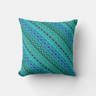 Aztec Mayan Indian Tribal Paint Geometric Throw Pillow