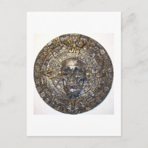 Aztec/Mayan Skull Warrior Calendar Postcard