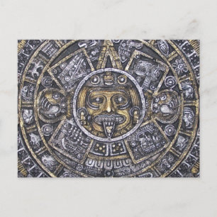 Aztec /Mayan  Sun Calendar Postcard