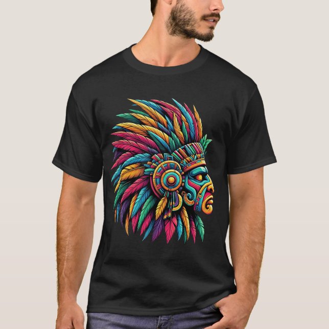 Aztec Mayan Warrior Profile T-Shirt (Front)