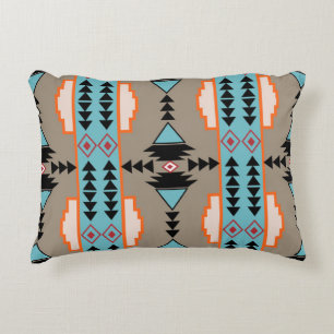 Aztec Mexican Geometric Pattern Accent Pillow