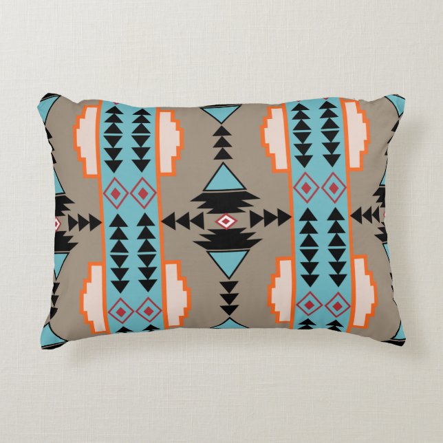 Aztec Mexican Geometric Pattern Accent Pillow (Front)