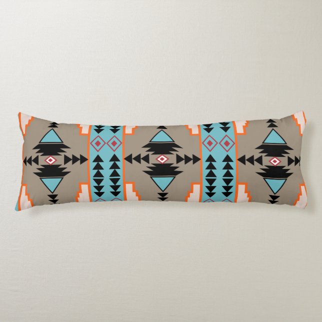 Aztec Mexican Geometric Pattern Body Pillow (Front)