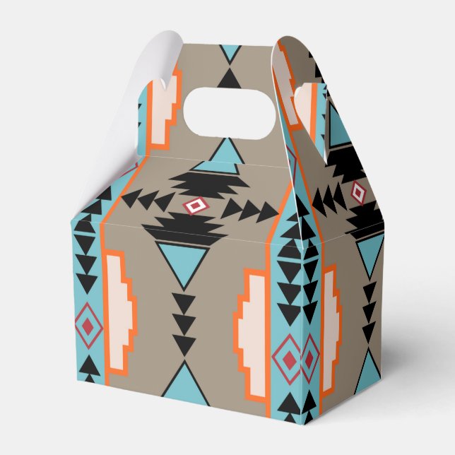 Aztec Mexican Geometric Pattern Favor Box (Front Side)