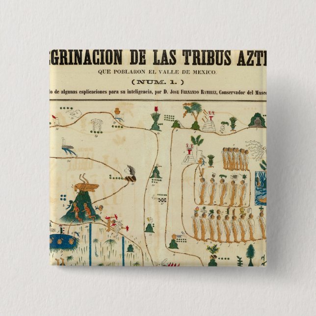 Aztec Mexico Valley 2 Inch Square Button (Front)
