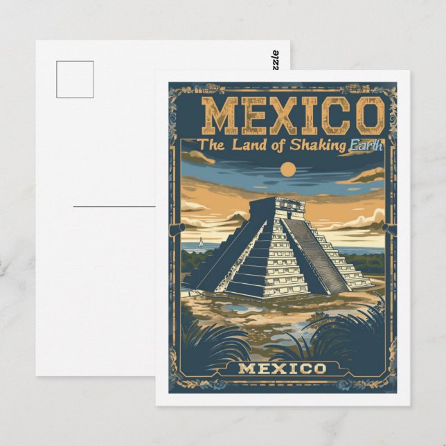 Aztec Mexico Vintage Famous Travel Place Postcard (Front/Back)