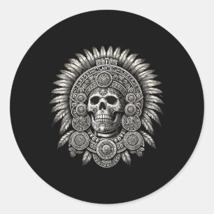 Aztec Mictlantecuhtli Mexican Pride Boxing Classic Round Sticker