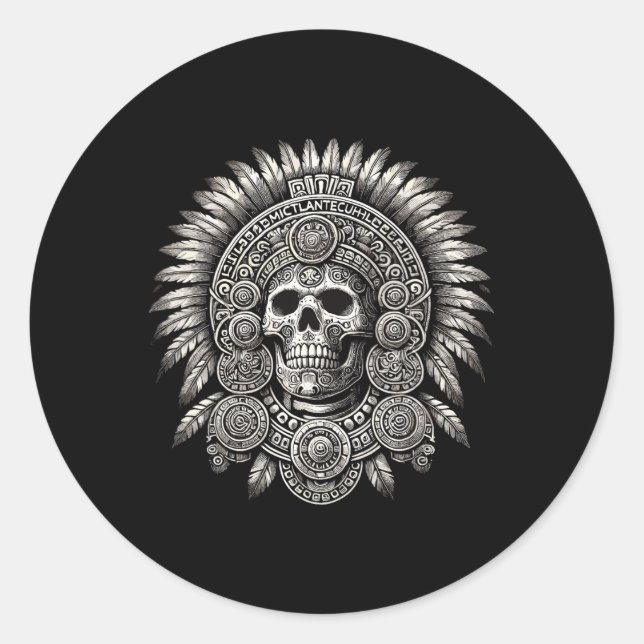 Aztec Mictlantecuhtli Mexican Pride Boxing  Classic Round Sticker (Front)