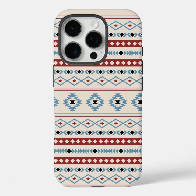Aztec Mixed Motif Pattern Red Blue Blk Cream Case-Mate iPhone Case (Back)