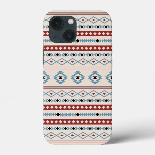 Aztec Mixed Motif Pattern Red Blue Blk Cream Case-Mate iPhone Case (Back)