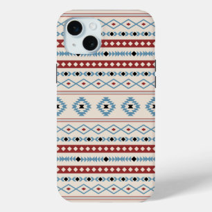 Aztec Mixed Motif Pattern Red Blue Blk Cream iPhone 15 Mini Case