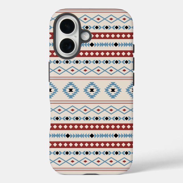 Aztec Mixed Motif Pattern Red Blue Blk Cream Case-Mate iPhone Case (Back)
