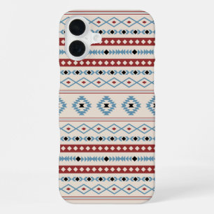 Aztec Mixed Motif Pattern Red Blue Blk Cream iPhone 16 Plus Case
