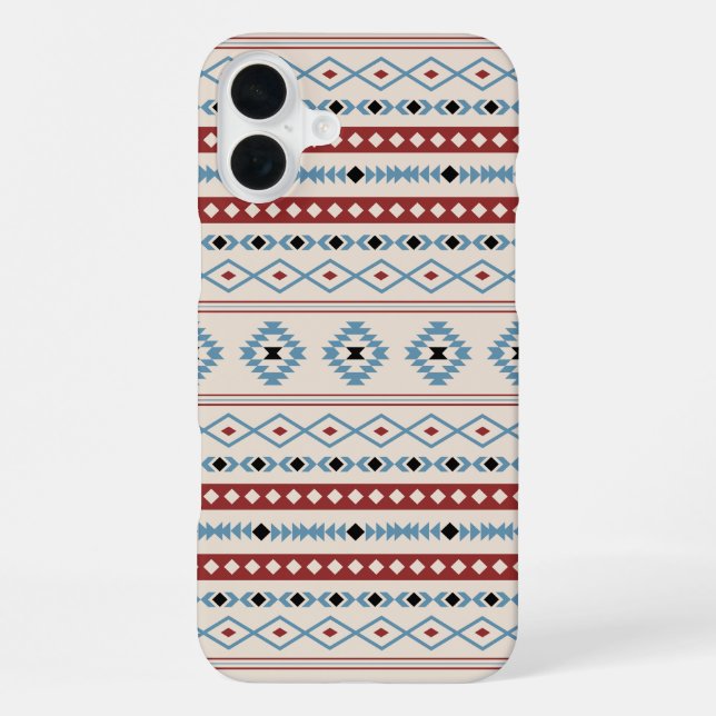 Aztec Mixed Motif Pattern Red Blue Blk Cream iPhone Case (Back)