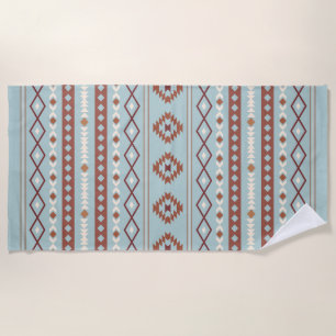Aztec Mixed Motif Pattern Rusts Cream Blue Beach Towel