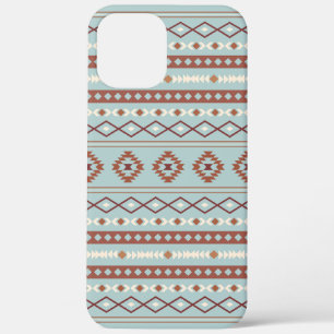 Aztec Mixed Motif Pattern Rusts Cream Blue iPhone 12 Pro Max Case