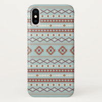 Aztec Mixed Motif Pattern Rusts Cream Blue