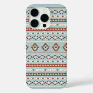 Aztec Mixed Motif Pattern Rusts Cream Blue iPhone 16 Pro Case