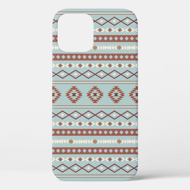 Aztec Mixed Motif Pattern Rusts Cream Blue Case-Mate iPhone Case (Back)