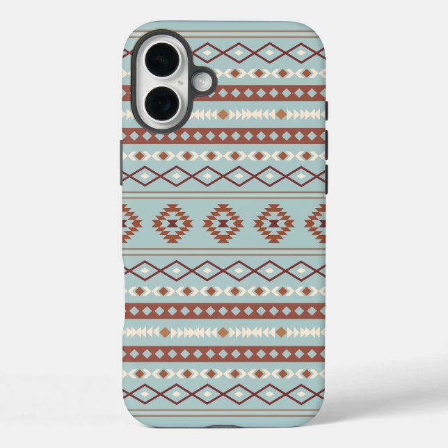 Aztec Mixed Motif Pattern Rusts Cream Blue Case-Mate iPhone Case (Back)