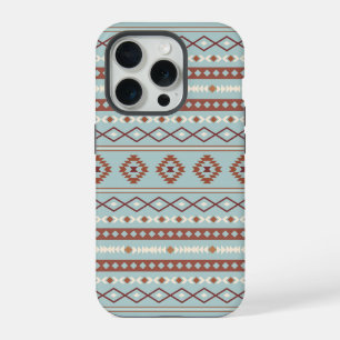 Aztec Mixed Motif Pattern Rusts Cream Blue iPhone 15 Pro Case