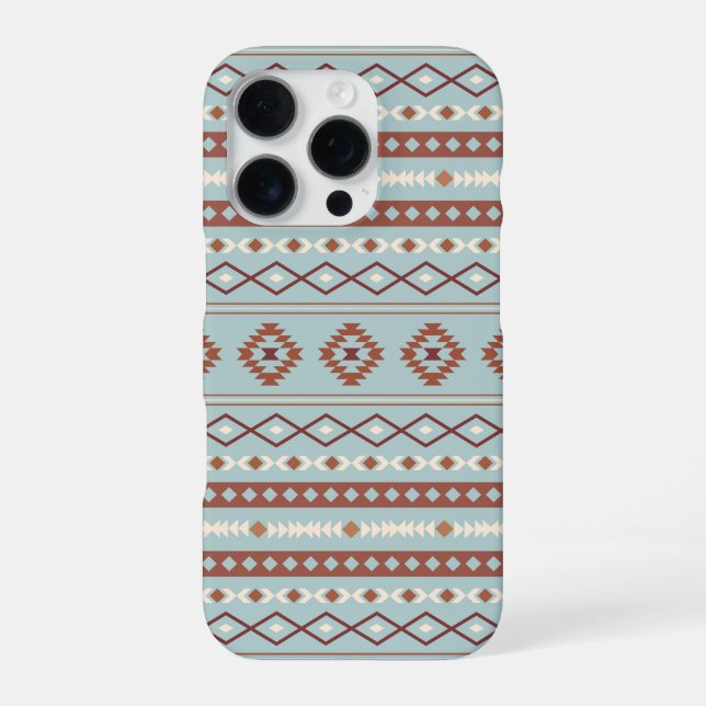 Aztec Mixed Motif Pattern Rusts Cream Blue iPhone Case (Back)