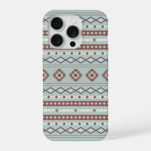 Aztec Mixed Motif Pattern Rusts Cream Blue iPhone 15 Pro Case