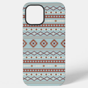 Aztec Mixed Motif Pattern Rusts Cream Blue iPhone 12 Pro Max Case