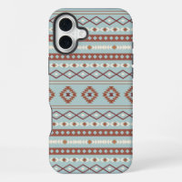 Aztec Mixed Motif Pattern Rusts Cream Blue