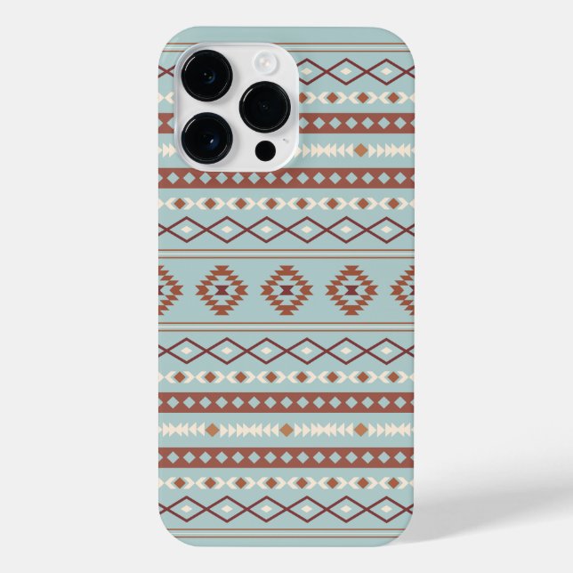Aztec Mixed Motif Pattern Rusts Cream Blue iPhone Case (Back)