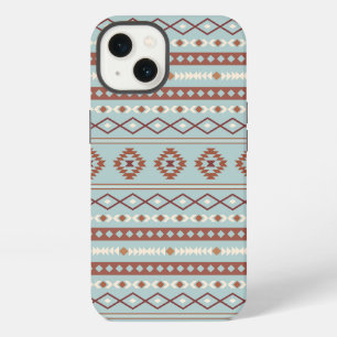 Aztec Mixed Motif Pattern Rusts Cream Blue iPhone 13 Case
