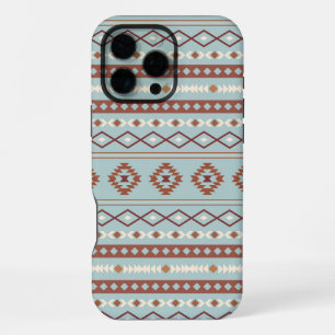 Aztec Mixed Motif Pattern Rusts Cream Blue iPhone 16 Pro Max Case