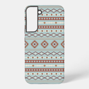 Aztec Mixed Motif Pattern Rusts Cream Blue Samsung Galaxy Case
