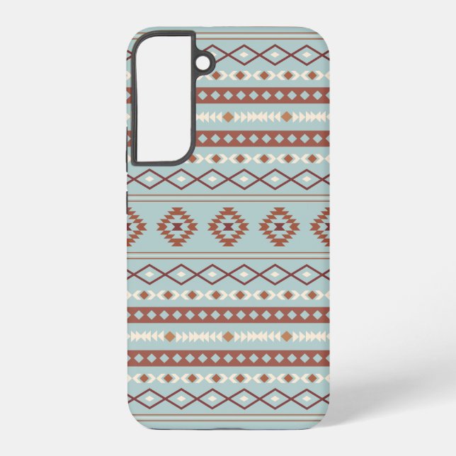 Aztec Mixed Motif Pattern Rusts Cream Blue Samsung Galaxy S22+ Case (Back)