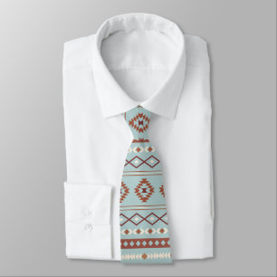 Aztec Mixed Motif Rpt Pattern Rusts Cream Blue Tie