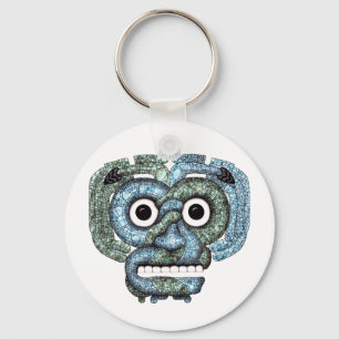 Aztec Mosaic Tlaloc Mask Keychain