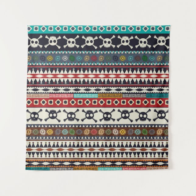 Aztec motif, seamless pattern design tapestry (Front)