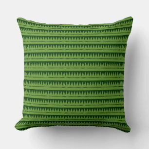 Aztec Mountains - Avocado Grn on Dark Forest Grn Throw Pillow