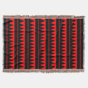 Aztec Mountains - Black and Red Throw Blanket