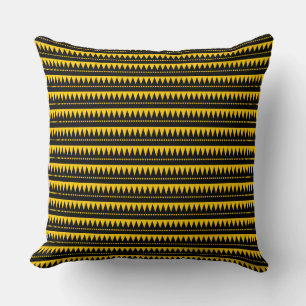 Aztec Mountains - Black on Amber Throw Pillow
